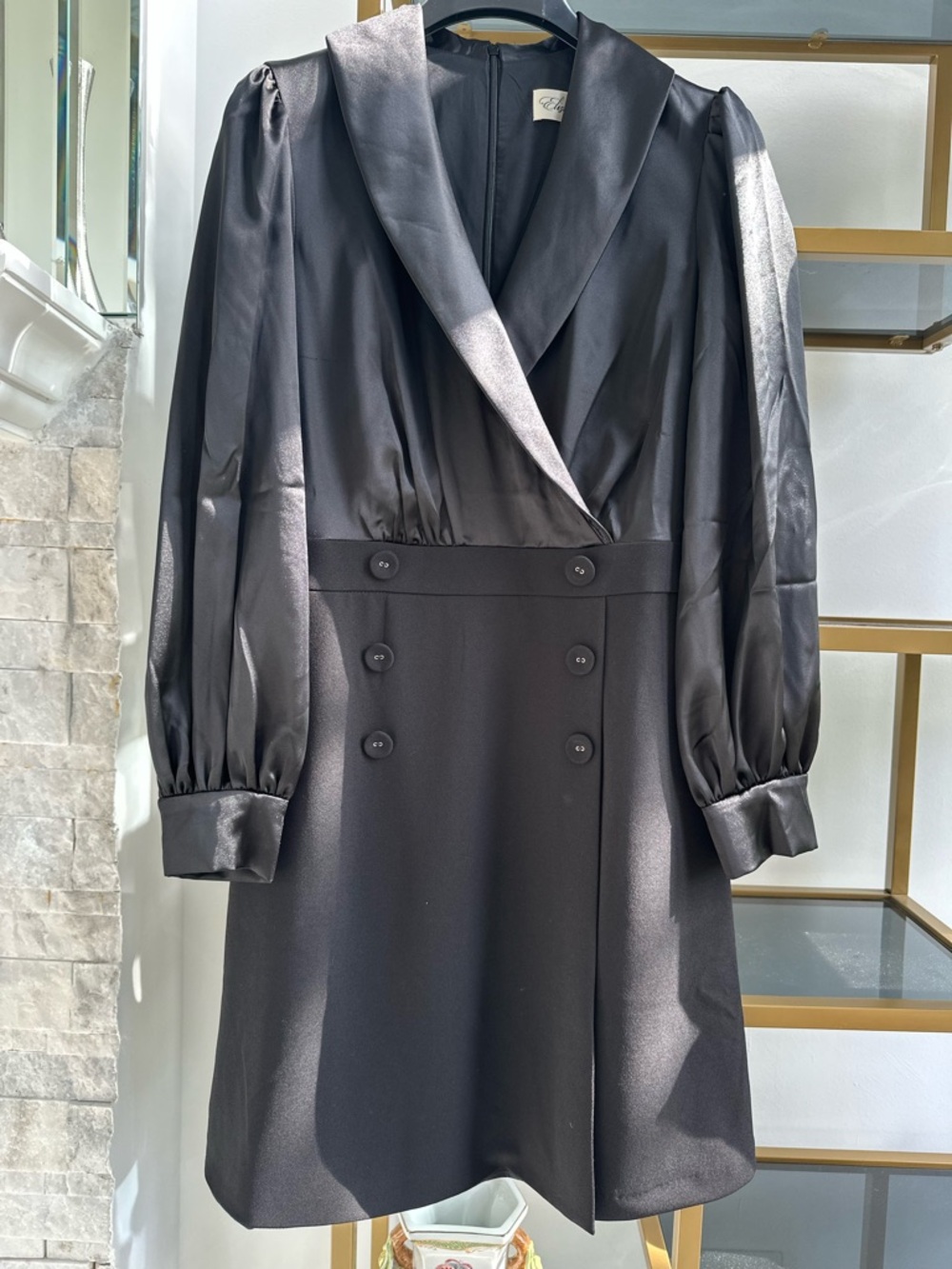 Eliza J Black Satin-Top Midi Dress